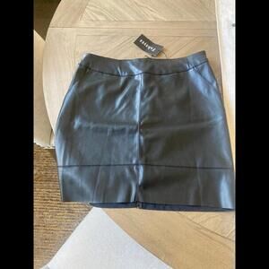Stylish Black Faux Leather Mini Skirt with Tag